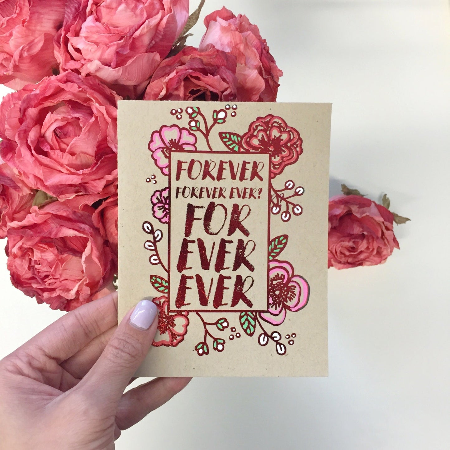 Forever Ever - Handmade A2 Wedding Engagement Anniversary Congratulations Love Hip Hop Outkast Ms Jackson Card with Foiled Lettering