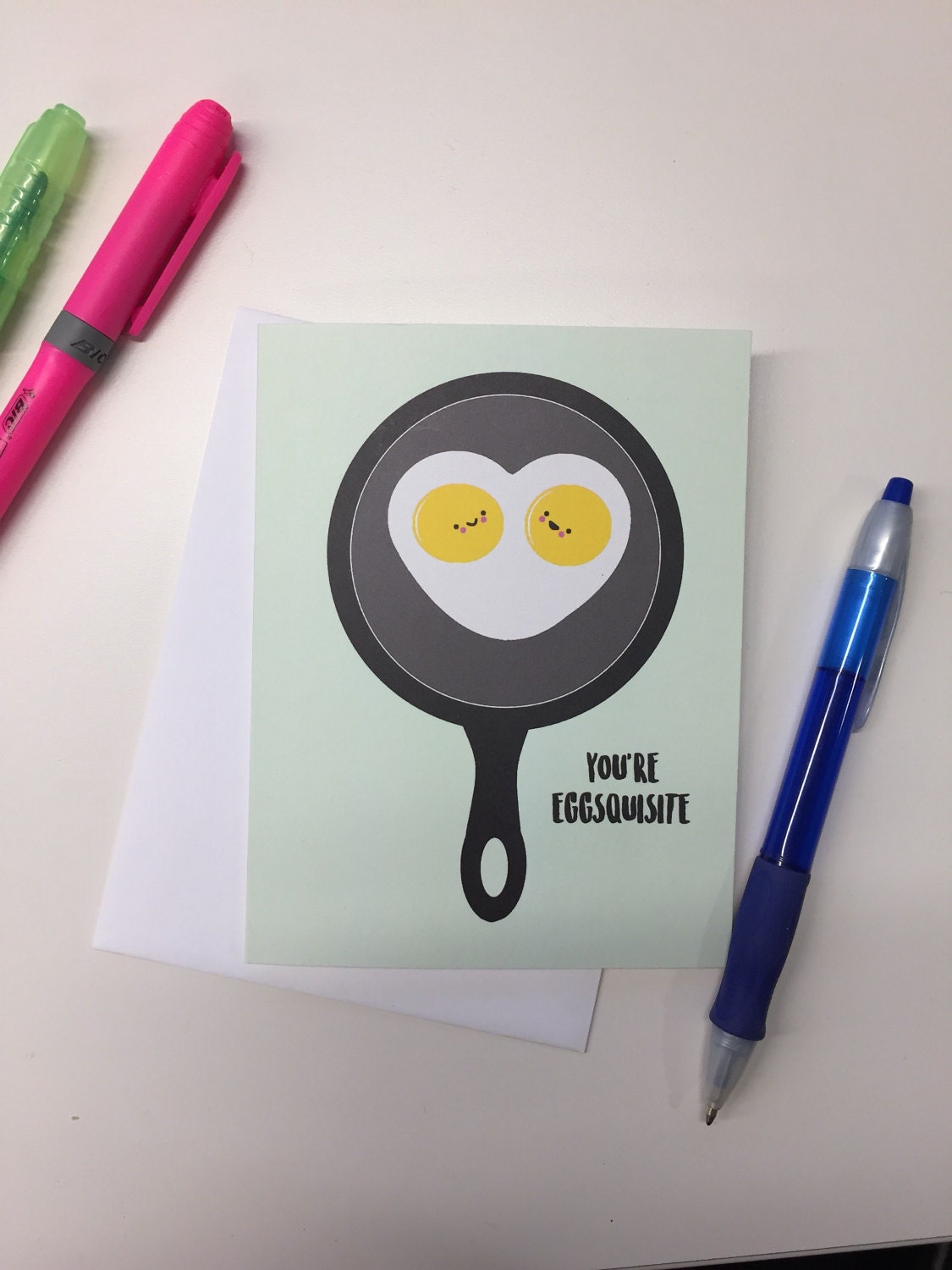 Eggsquisite Eggs Card, Engagement Card, Breakfast Card, Wedding Card, Egg Birthday, Punny Card with Foiled Lettering