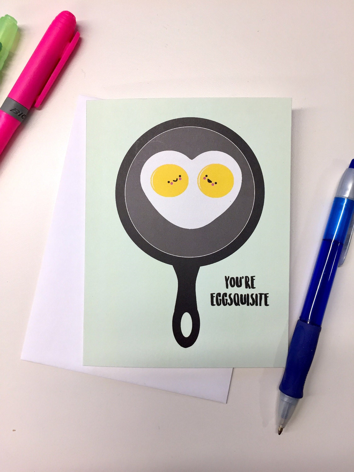 Eggsquisite Eggs Card, Engagement Card, Breakfast Card, Wedding Card, Egg Birthday, Punny Card with Foiled Lettering