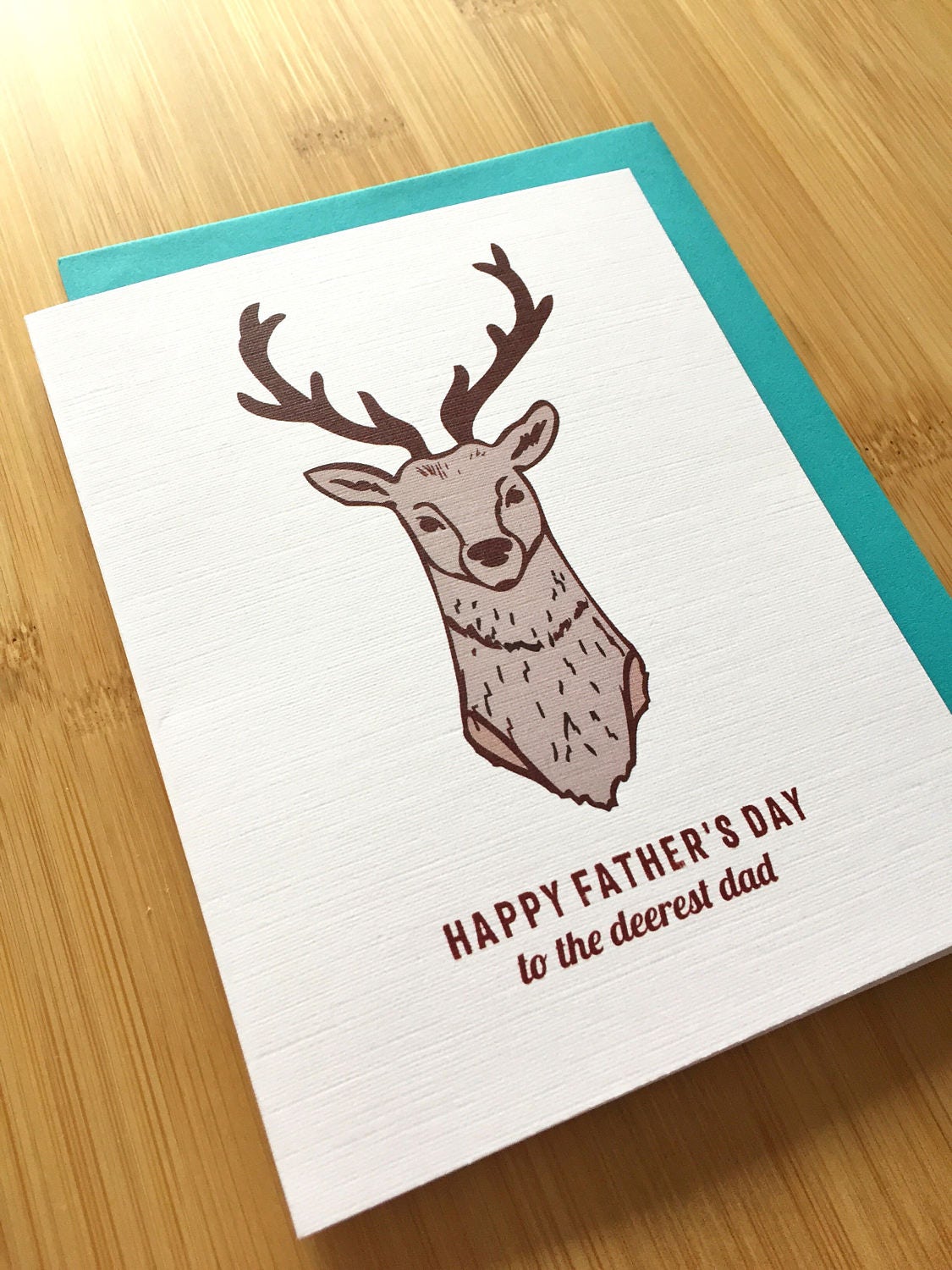 Fathers Day Deer Card - Card for Dad, Reindeer Dad Card, Papa Card, Fathers Day Gift, Deer Head Card, Deer Antler