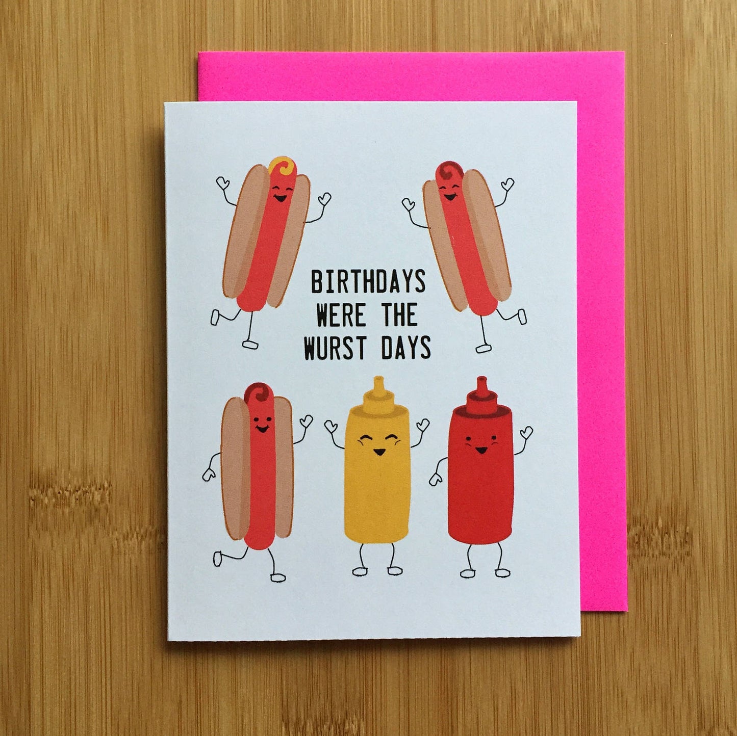 Hot Dog Birthday Card - Handmade Punny Rap Hip Hop Birthday Card, Notorious BIG card, wurst card