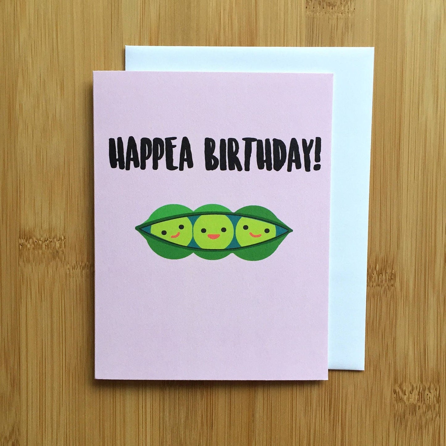 Peas in a Pod Birthday Card - A2 Handmade Card, Punny Vegetable Pea Pods Card with foiled lettering