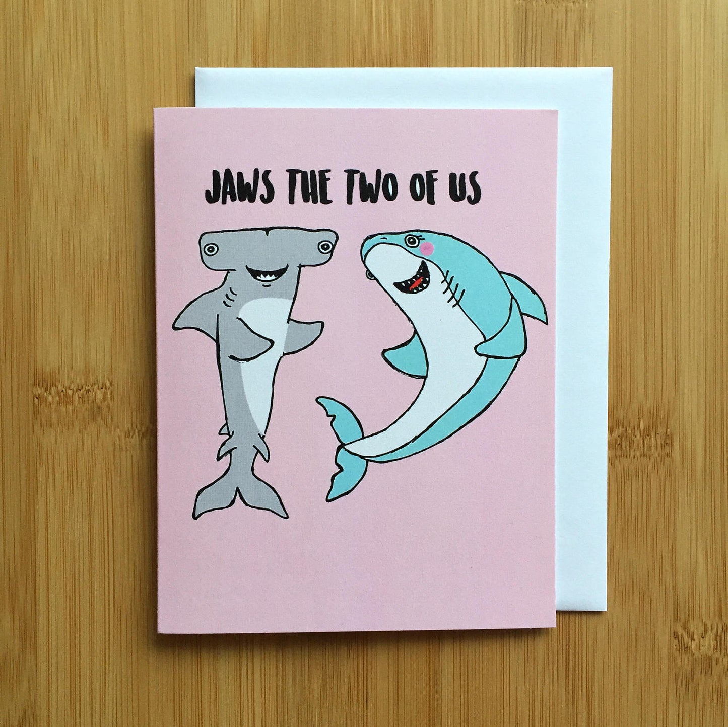 Shark Anniversary Valentines Card - Handmade A2 Hammerhead Shark Valentines Hip Hop Love Card with foiled lettering