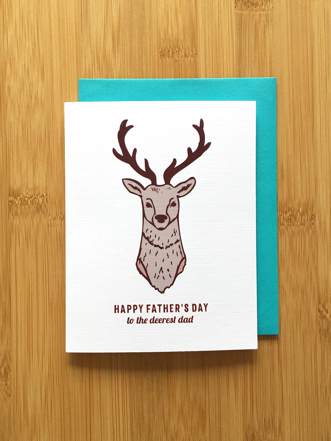 Fathers Day Deer Card - Card for Dad, Reindeer Dad Card, Papa Card, Fathers Day Gift, Deer Head Card, Deer Antler