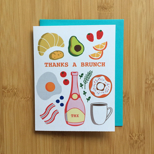 Thanks a Brunch Card - thank you card, breakfast thanks card, food card, eggs avocado bacon card