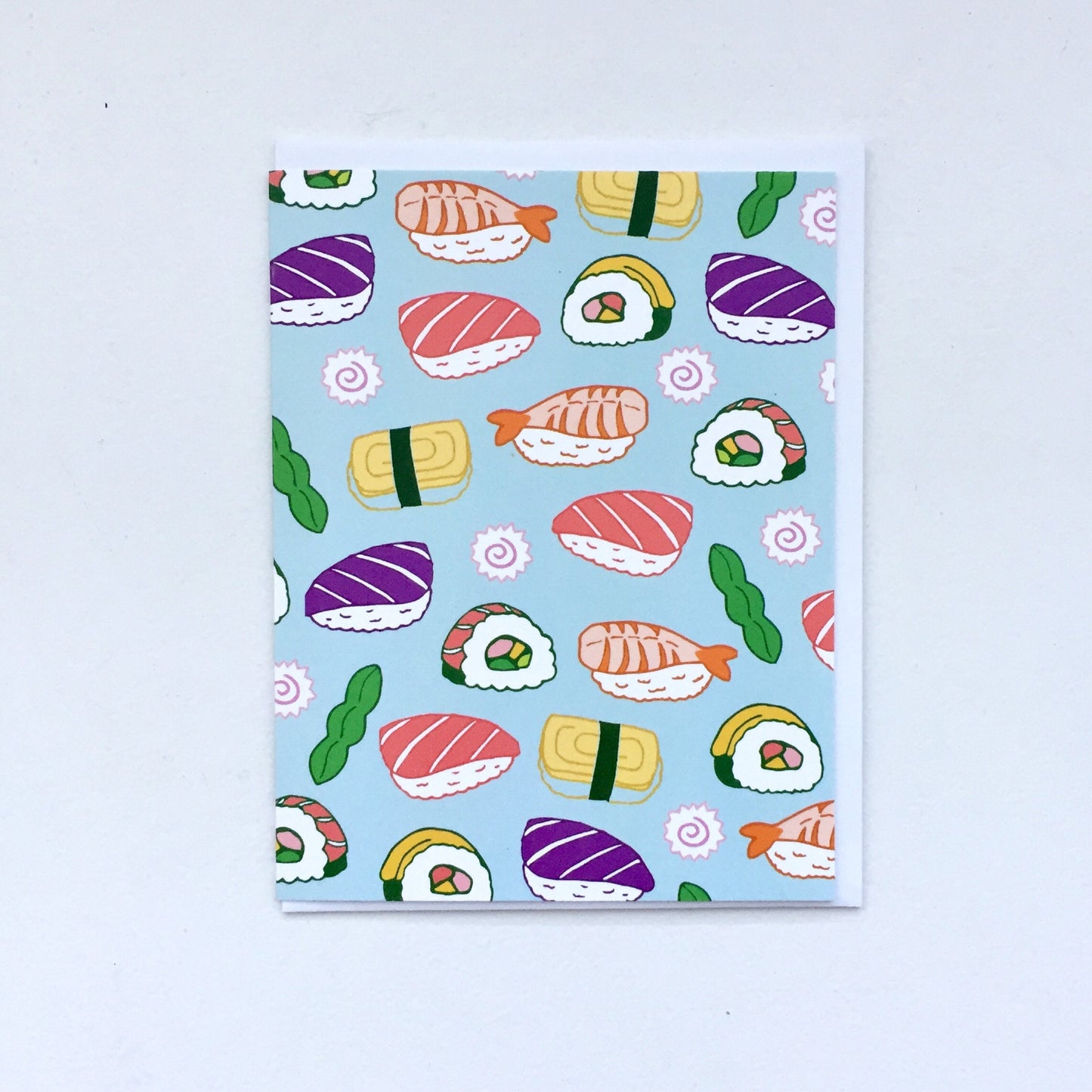 Sushi Card - Sushi Art, Sushi Birthday Card, Sushi Set, Sushi Roll Print, Nigiri, Tamago, Ebi Japanese Food Art