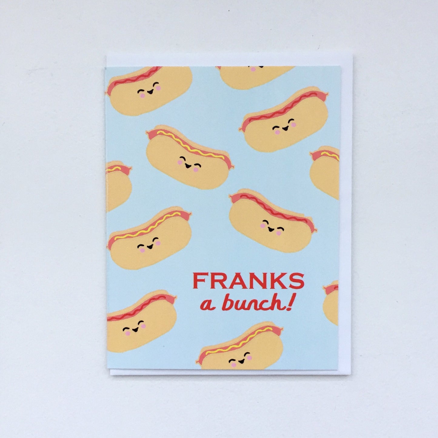 Hot Dog Thank You Card - Hot Dog Art, Weiner Sausage Franks Card, Cute Thank You Card, Punny Thank You Card