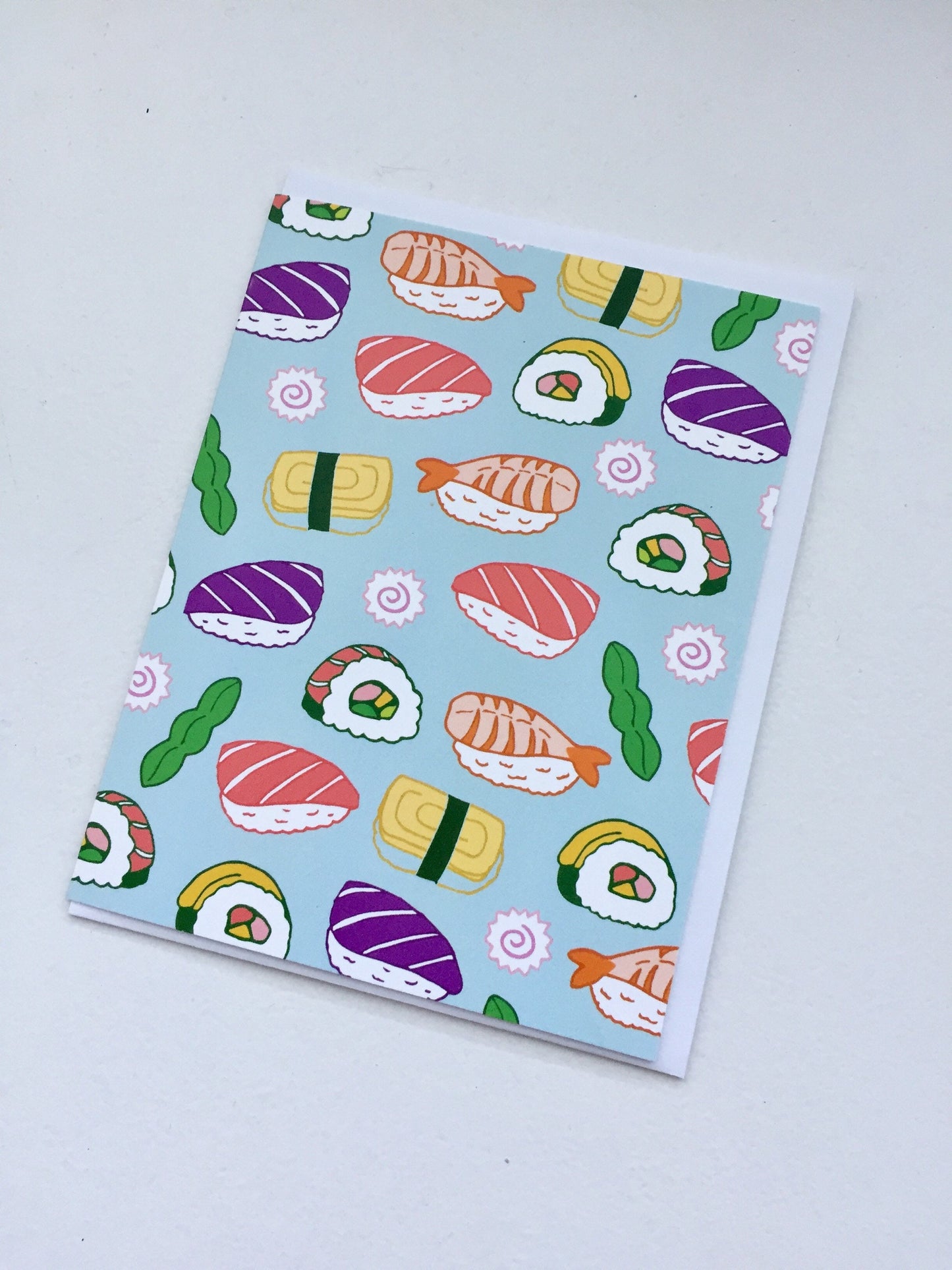 Sushi Card - Sushi Art, Sushi Birthday Card, Sushi Set, Sushi Roll Print, Nigiri, Tamago, Ebi Japanese Food Art