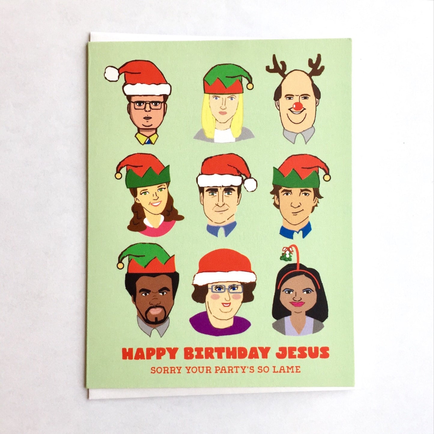 The Office Christmas Card - the office tv show xmas card, dunder mifflin card, dwight pam jim michael card