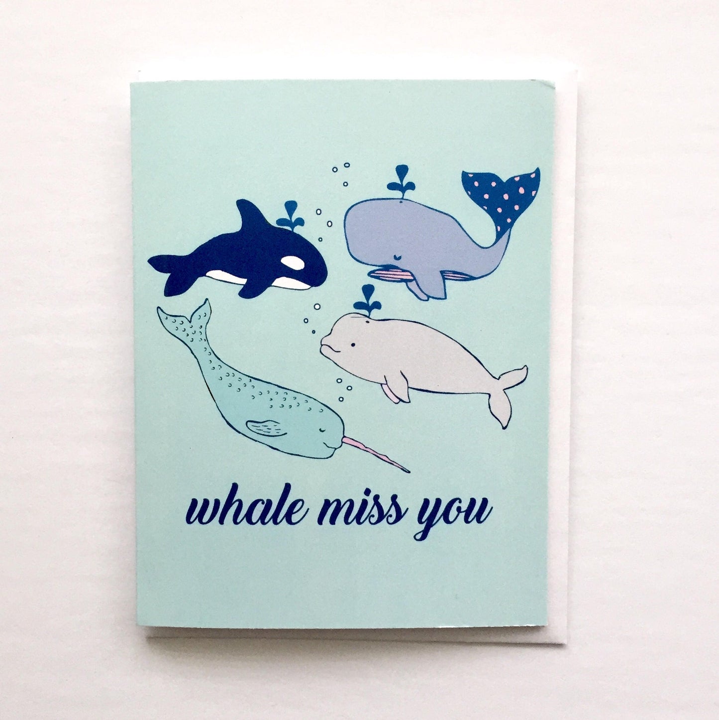 Whale Miss You Card - Punny Whale Card, Whales Print, Whale Art, Orca and Beluga Whales