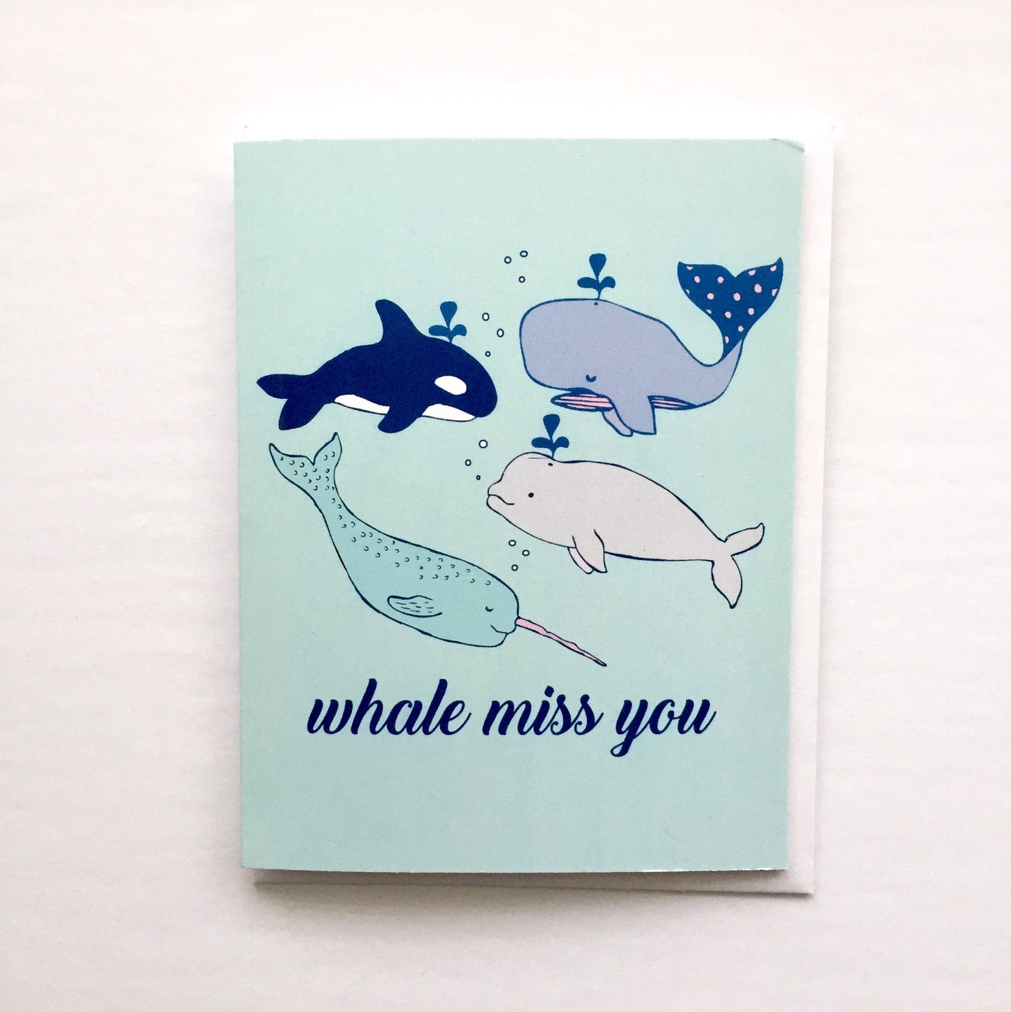 Whale Miss You Card - Punny Whale Card, Whales Print, Whale Art, Orca and Beluga Whales