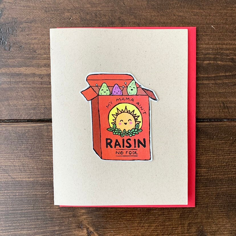 Raisin Mothers Day Card - Card for Mom, Gift for Mom, Mothers Day Gift, Funny Mothers Day Card
