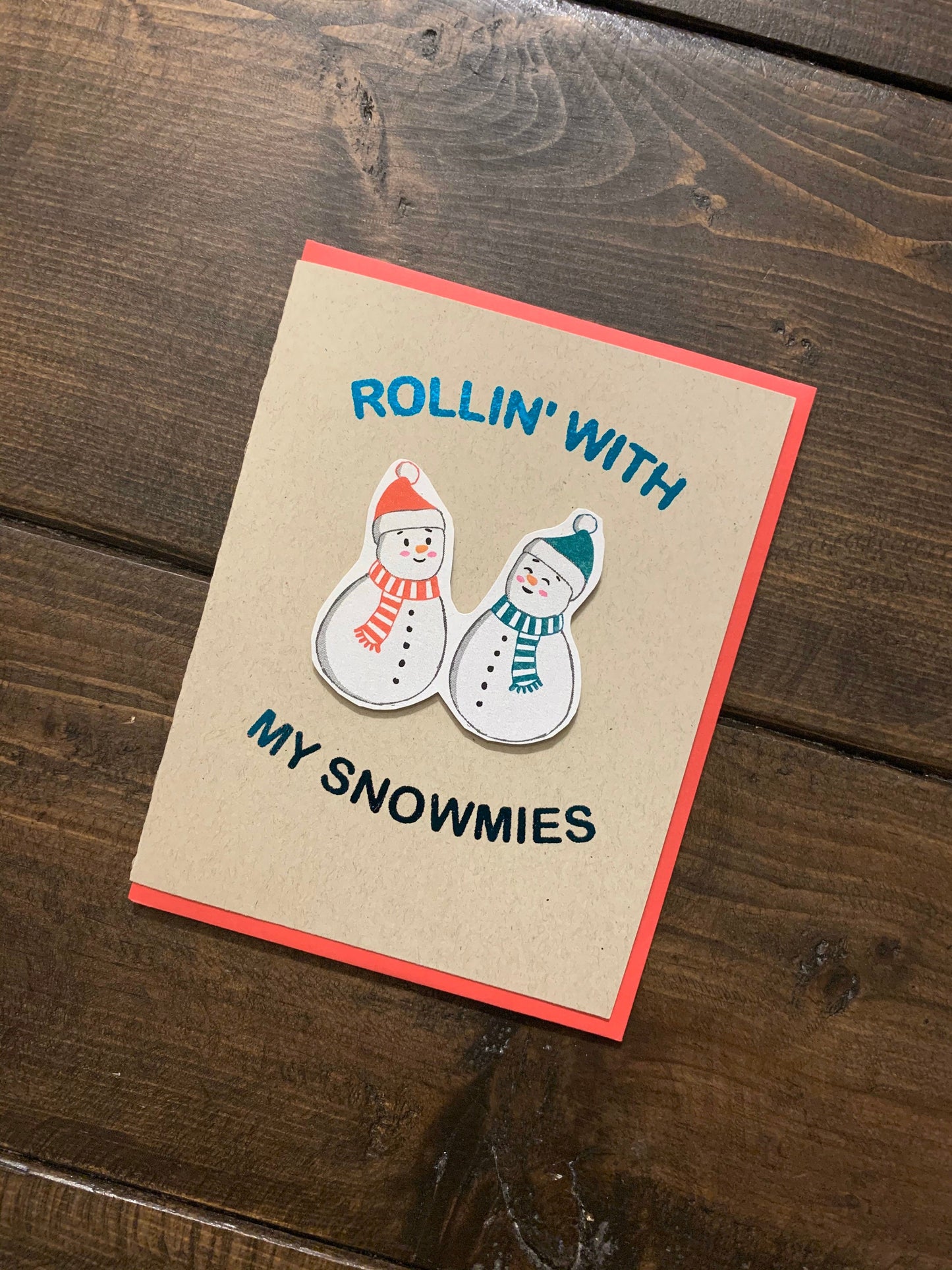 Snowman Snowmies Christmas Card - A2 Handmade Snowman Holiday Card, Hip Hop Holiday Card
