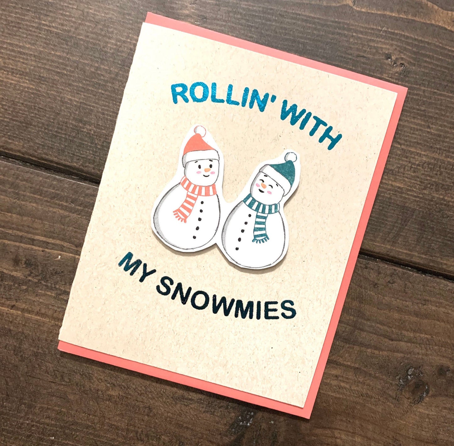 Snowman Snowmies Christmas Card - A2 Handmade Snowman Holiday Card, Hip Hop Holiday Card